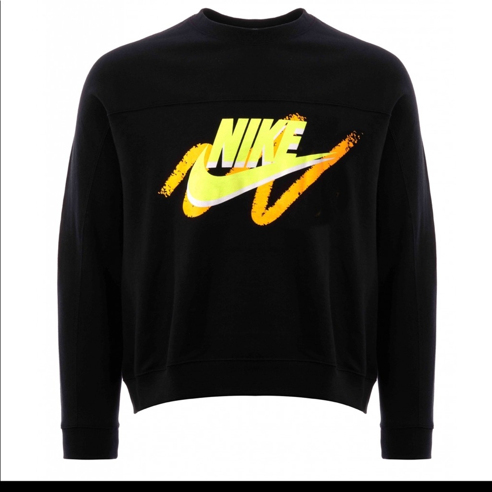 Nike Archive Women’s Crew Neck Sweatshirt Black and Neon Yellow Size Large